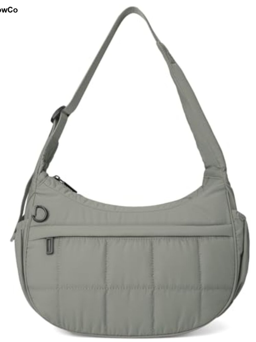 Quilted Puffer Crescent Bag, Waterproof Nylon Crossbody with Adjustable Strap